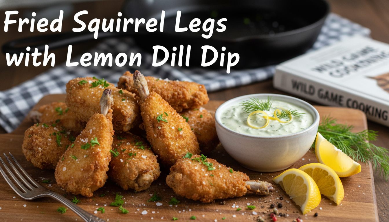 Fried Squirrel Legs with Lemon Dill Dip